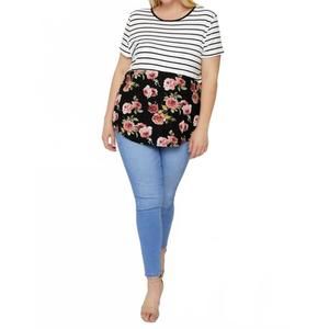 NEW POLIANA stripe & floral top in black